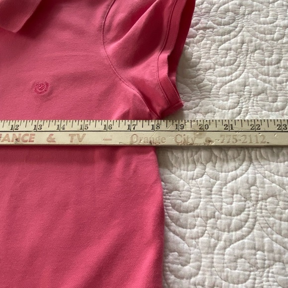 Izod Pink Cap Sleeve Polo Button Front Knit Shirt Size Large Petite - Picture 10 of 11